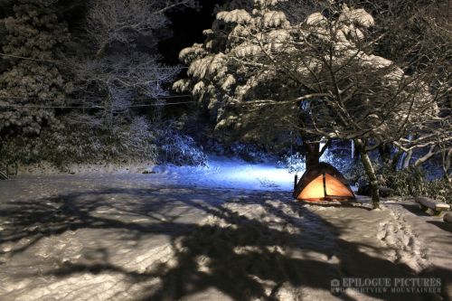 金剛山テント雪夜景